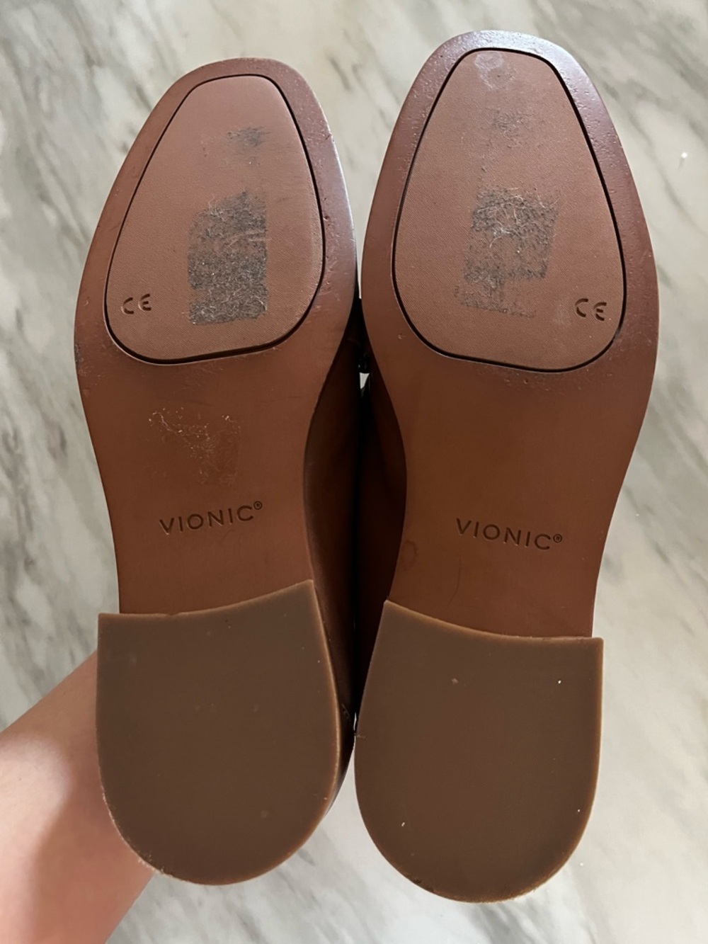Vionic Brown Leather Loafers with Gold Chain Accent - Picture 3 of 6